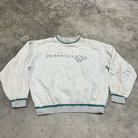 Pennsylvania UP University Sweatshirt Size XL White Gray Retro Gear For Sports - Picture 1 of 9